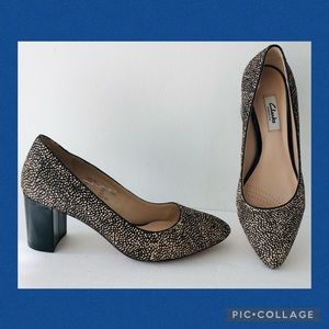 Clarks Black and Cream Heels